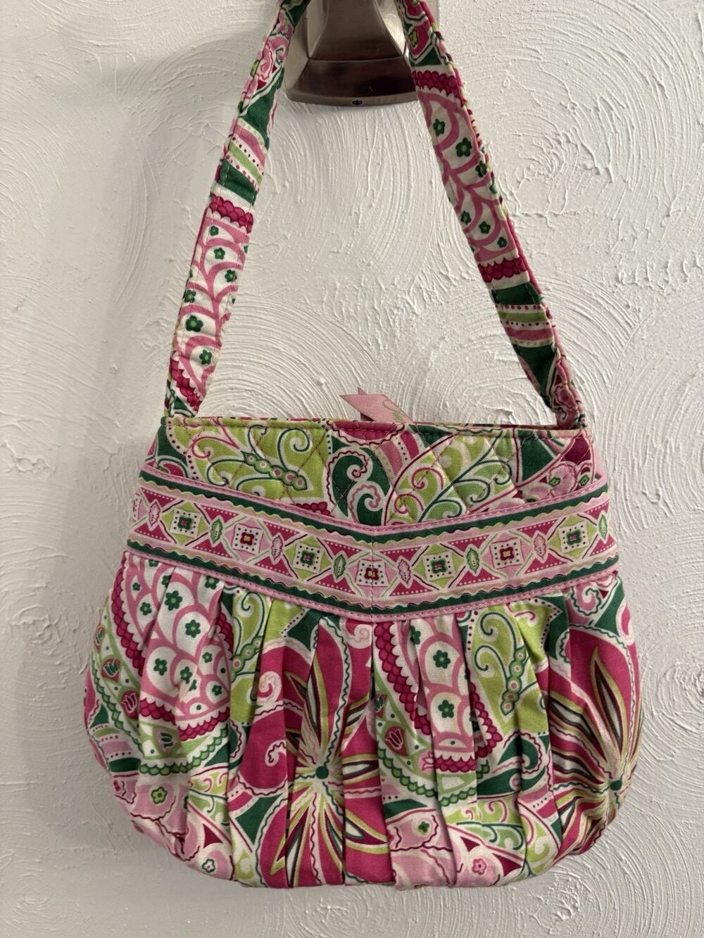 Vera Bradley Hannah Mini Bag Retired Pinwheel Pink Pleated 9x7x3